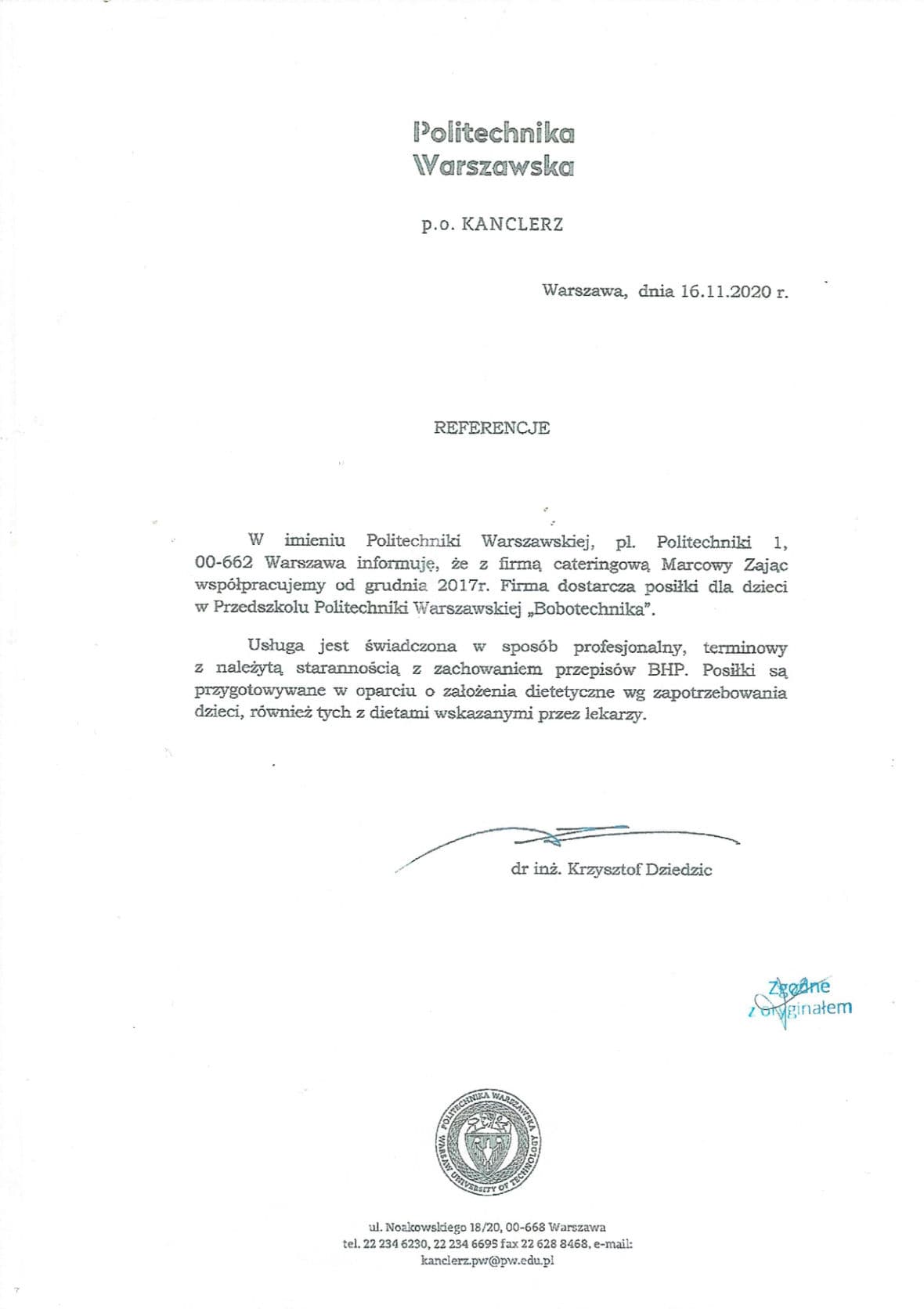 Referencje: Politechnika Warszawska